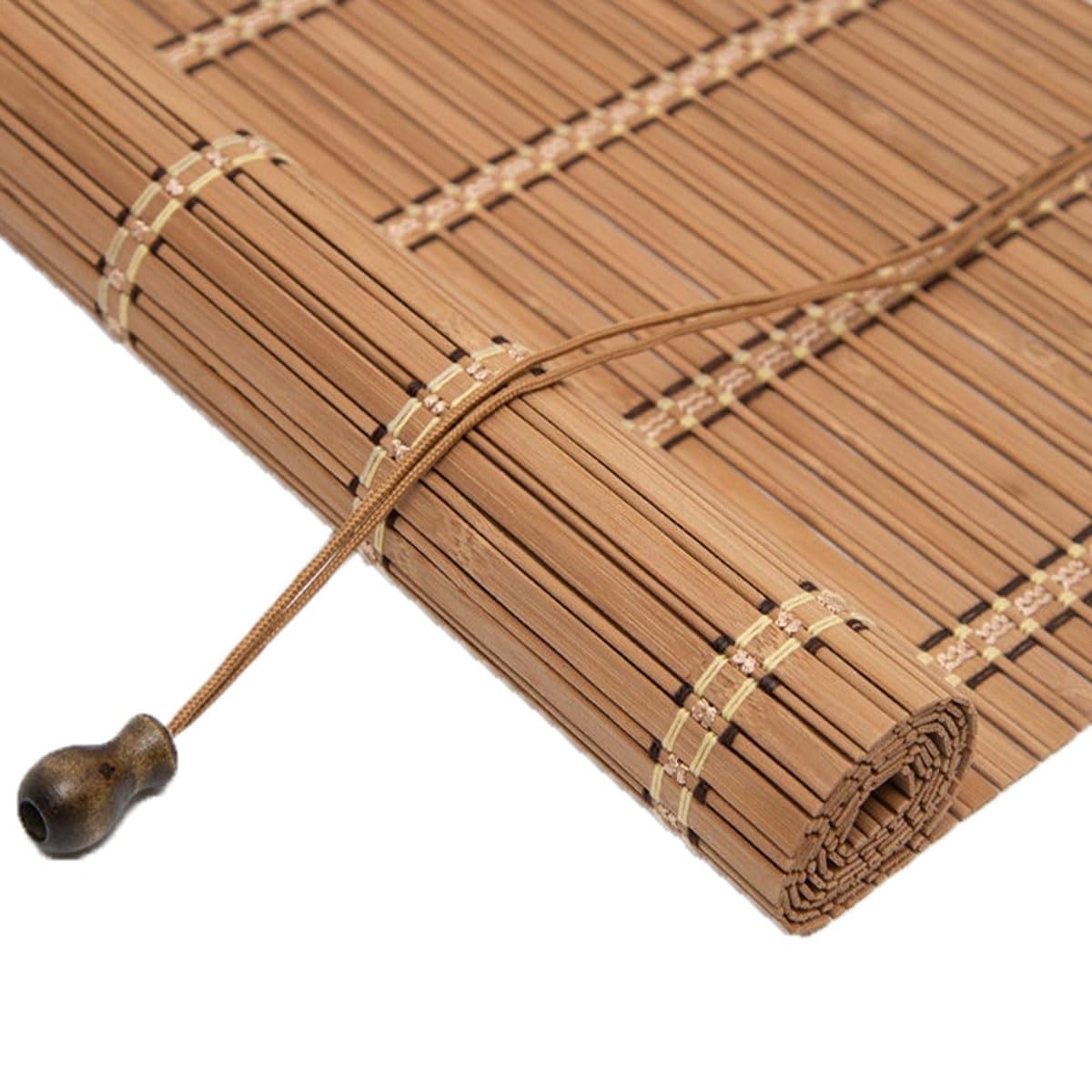 Bamboo Blinds for Windows, home Bamboo Shades, Indoor Roll Up Windows Shades, Kitchen Patio sun shade, Cordless Custom Size(Color:White)