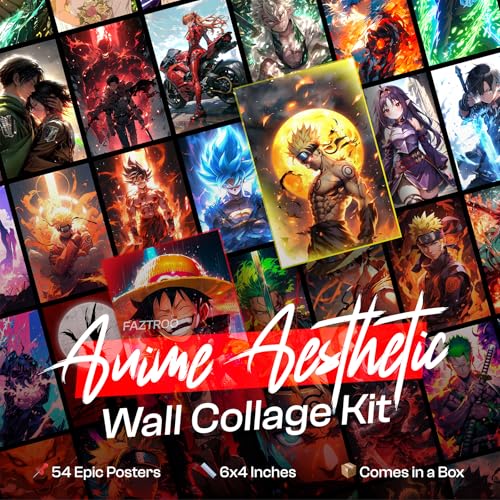 Image of Anime Poster Set of 54 | 4 x 6 Inch Paper Posters: Naruto, One Piece, Demon Slayer, Attack on Titan, Jujutsu Kaisen | Aesthetic Wall Decor for Bedroom & Dorm | Anime Wall Art (Anime)
