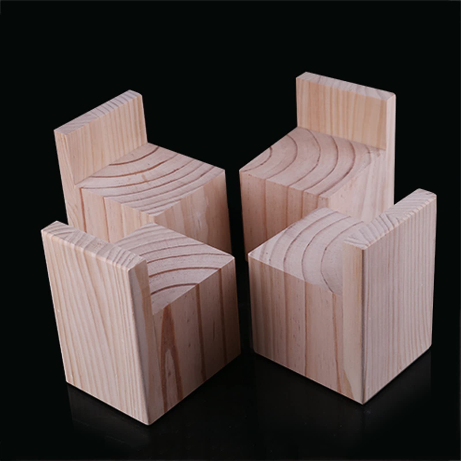 Set mit 4 robusten Holz-Möbelerhöhungen, erhöht Bett, Sofa, Tisch, Schreibtisch und Stühle, 5 cm, Bettheber für erhöhte Höhe (15 x 15 x 5 cm)