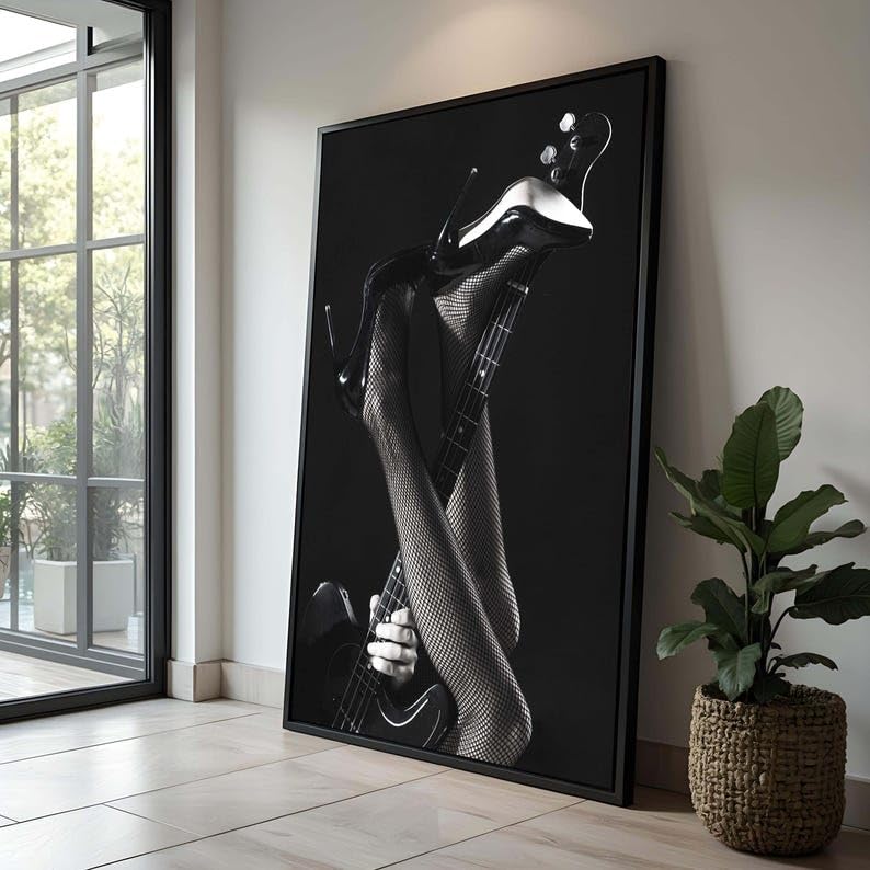Peinture abstraite guitare sur toile de qualité supérieure en 70x100 cm