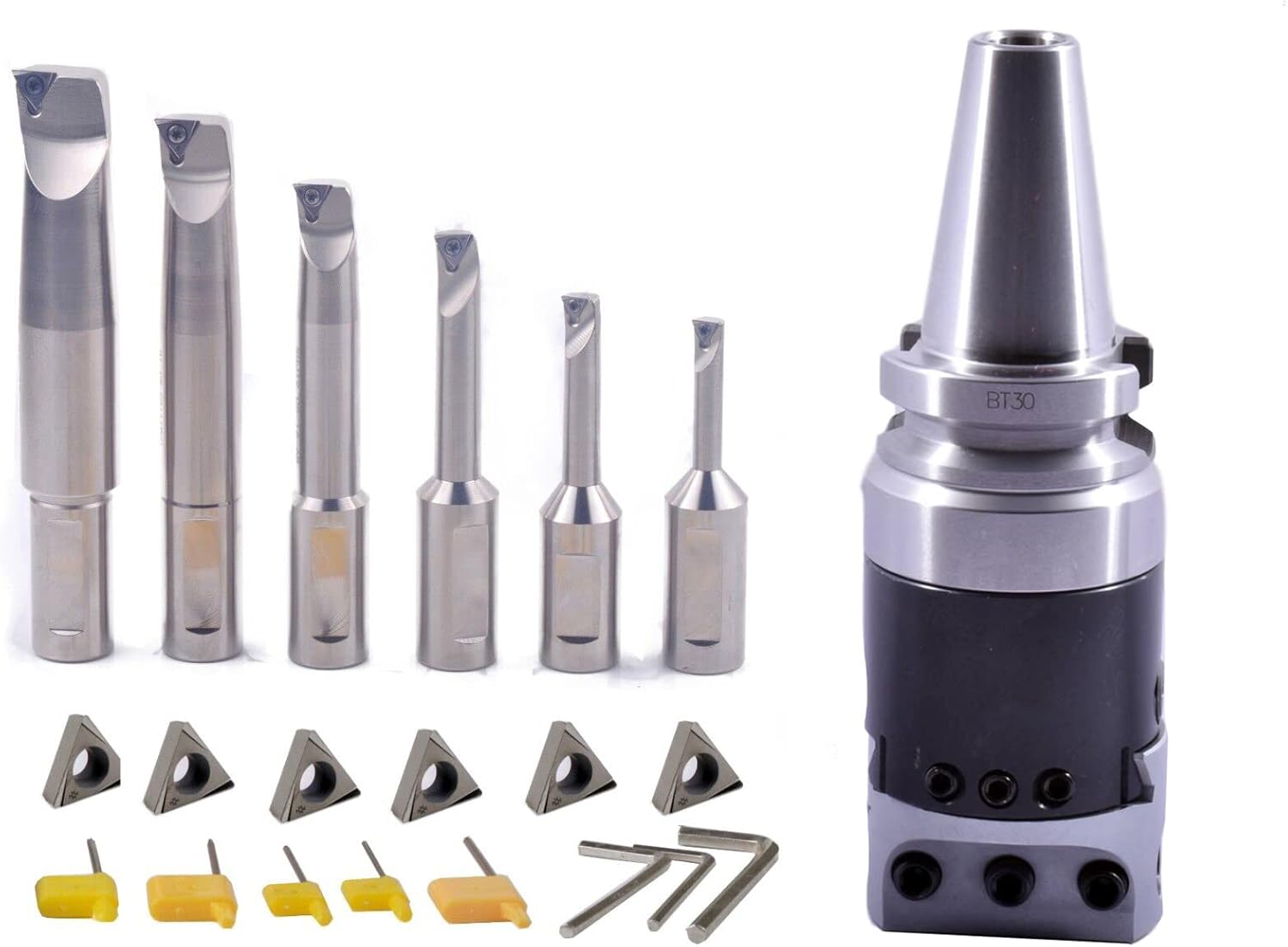 iCarbide BT30 Boring Head, 6pcs Boring Bars + Inserts Amazon.co.uk