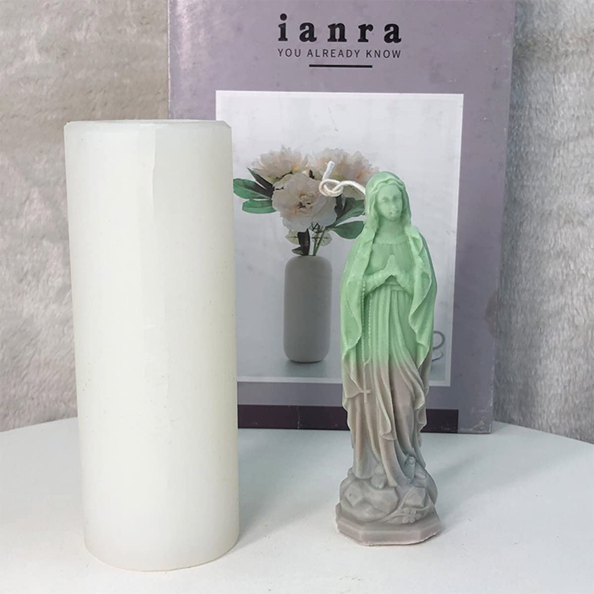 Stampo Candela Silicone Vergine Maria Modello Candela in Silicone Riutilizzabile per Aromaterapia Stampo per Fare Candele, Cioccolato, Sapone,Stampo per Candele Fai da Te Casa Decorare