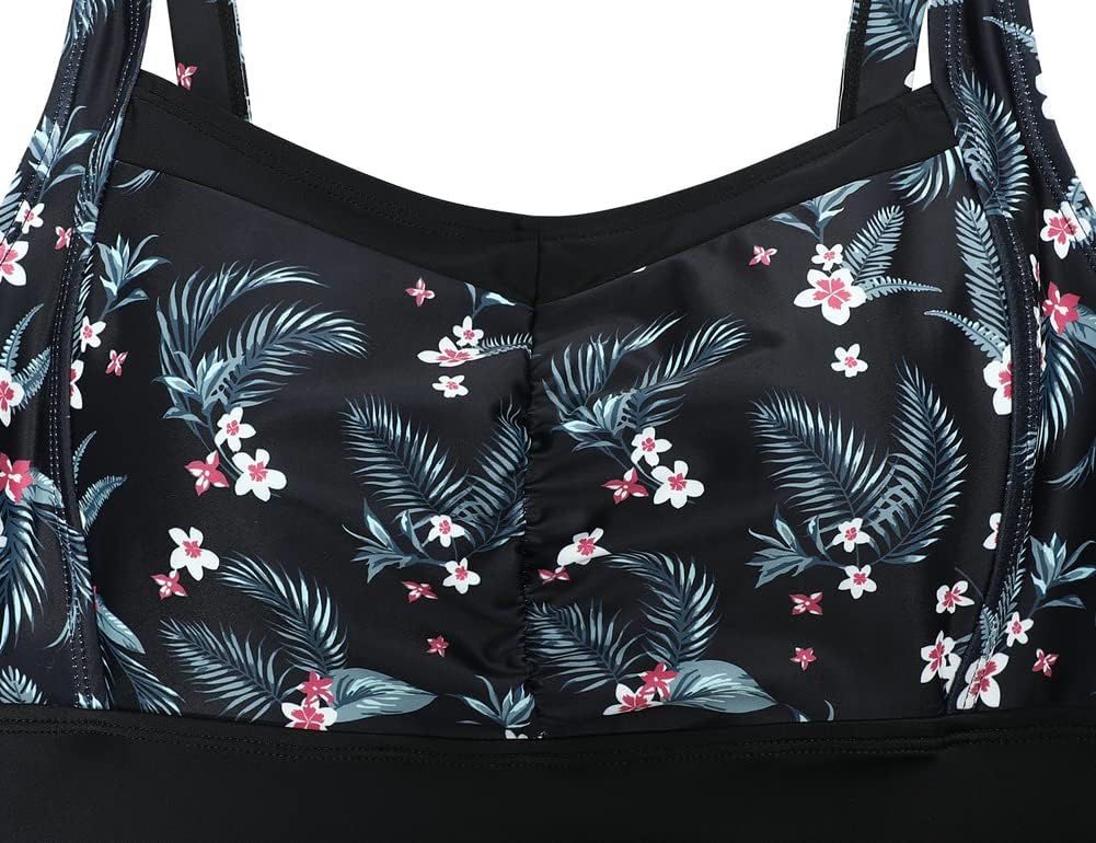 Septangle Vintage One Piece Swimdress Slimming Tummy Control Shaping Swimsuit Bathing Suit - Image 5