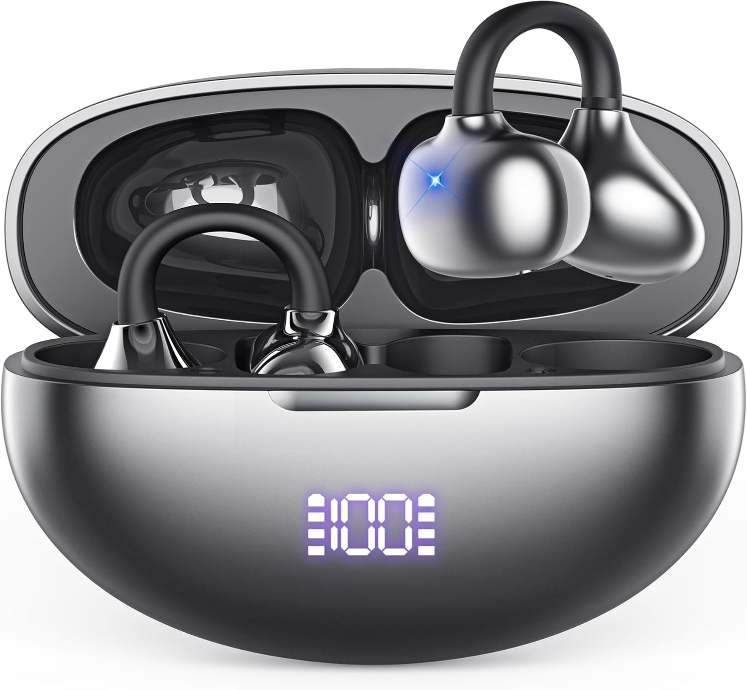 SHIJIAET Clip on AI Translation Bluetooth Earbuds 144 Language Translation Headphones 4-in-1 Translator Headsets,50H play,Sports Bone Conduction Earphones Suitable for Small Ears and Eyeglass Wearers4