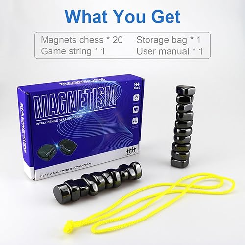 Miniatura 5 de FASIGO Juego de ajedrez magnético, juego de ajedrez magnético con piedras, juego de ajedrez magnético con rocas, juego de imán con cuerda, juego de