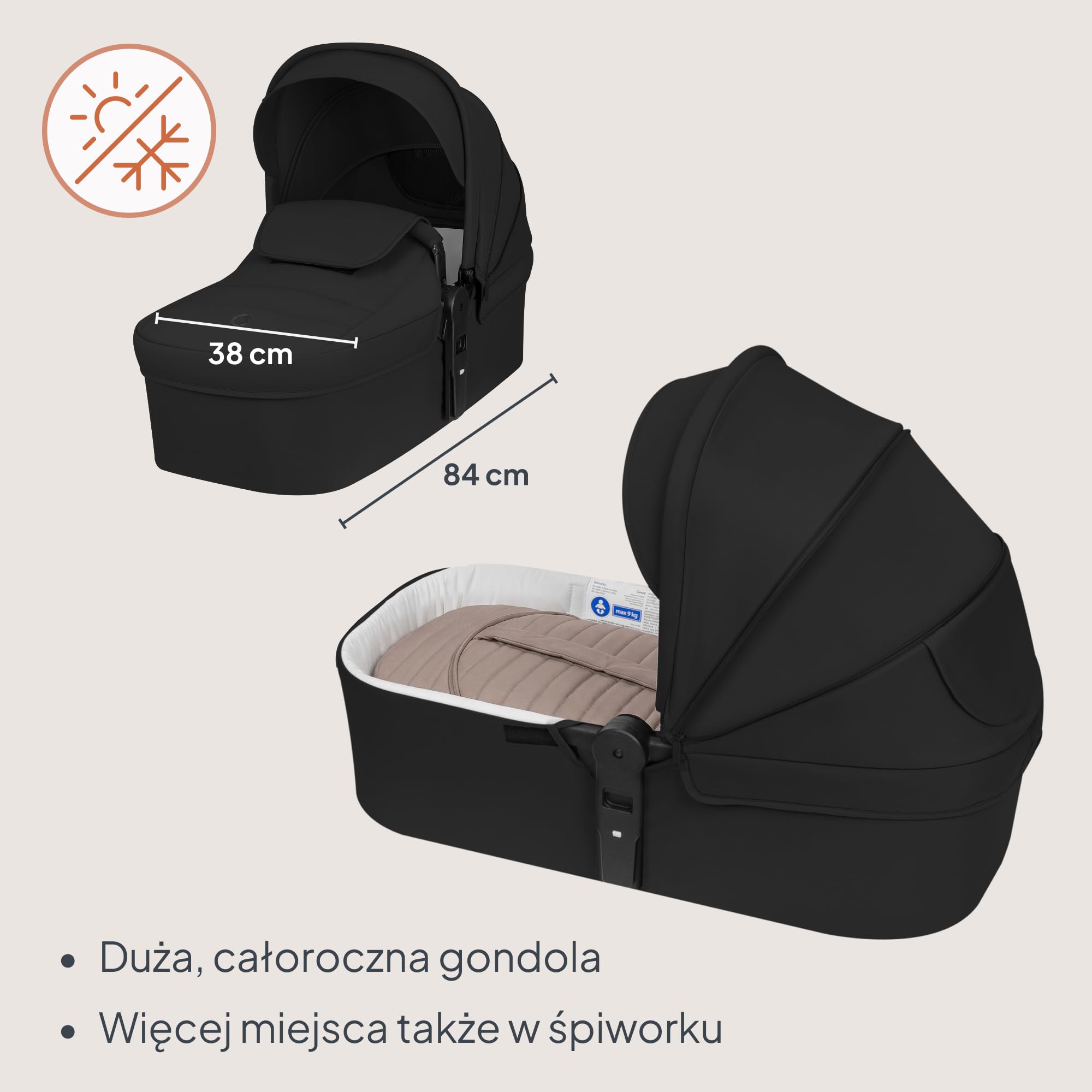 Lionelo Greet Wózek dziecięcy 3 w 1 od urodzenia do 4 lat, do 22 kg | Duża gondola do noszenia, odwracalne siedzisko, lekka konstrukcja, zawieszenie, pozycja leżąca, UPF50+