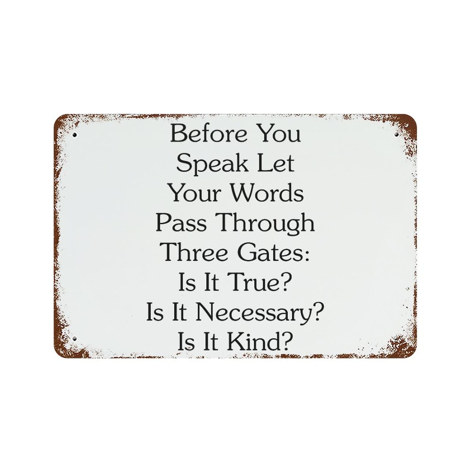 Panneau de jardin vintage Before You Speak décoration murale extérieure et intérieure 30x45cm