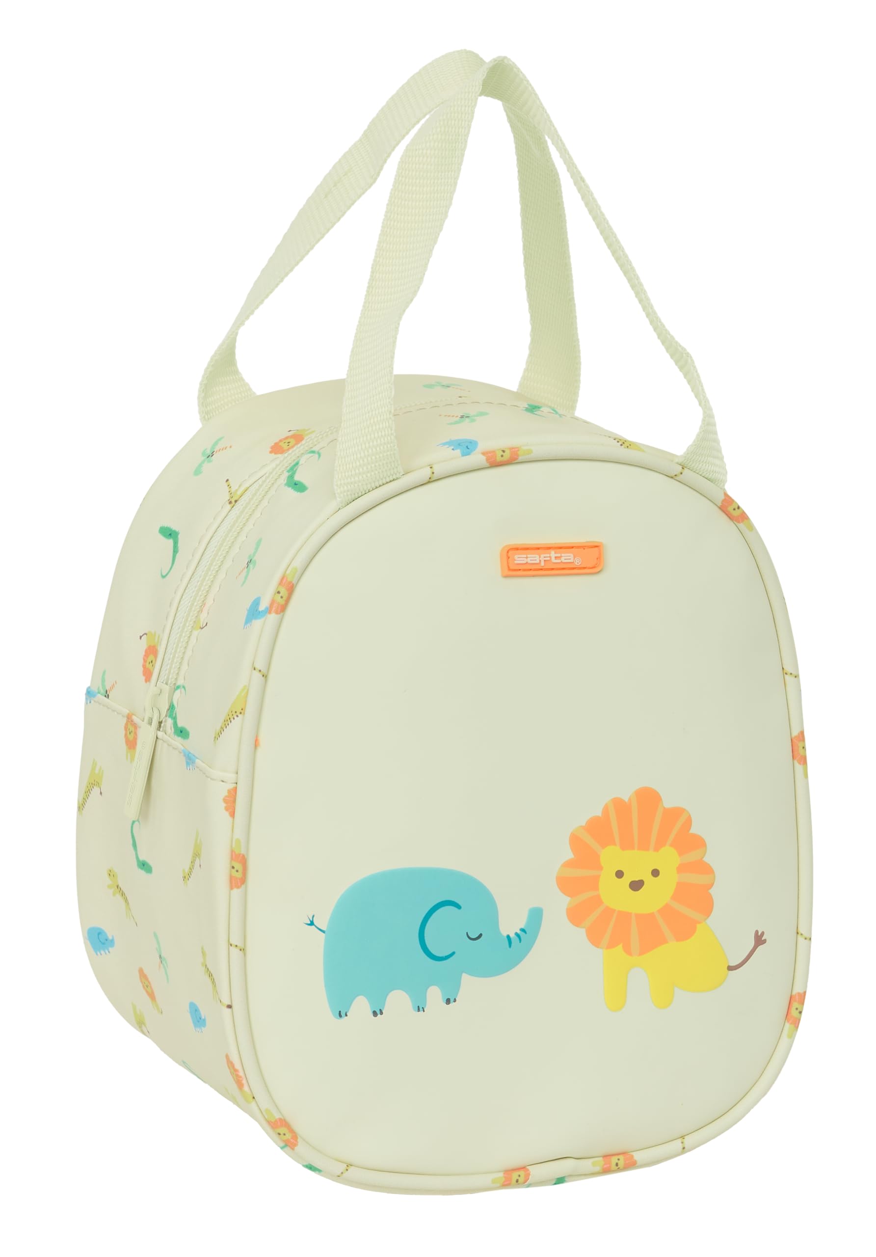 Safta PREESCOLAR SELVA - Neceser Termo Preescolar, Neceser Infantil, Adaptable a Carro, Ideal para Niños de 5 a 14 Años, Cómodo y Versátil, Calidad y Resistencia, 19x14x22 cm, Color Blanco Roto
