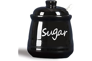 Ceramic Sugar Bowl With Lid and Spoon 12oz - for Baking needs,...