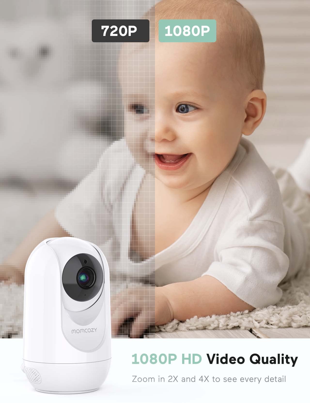 Momcozy BM01 elektroniczna niania z kamerą bez Wi-Fi, 5-calowy monitor dla niemowląt | Elektroniczna niania wideo HD 1080p 4 x zoom IR noktowizor szerokokątny obiektyw 2-drożny tryb audio Vox zasięg 300 m