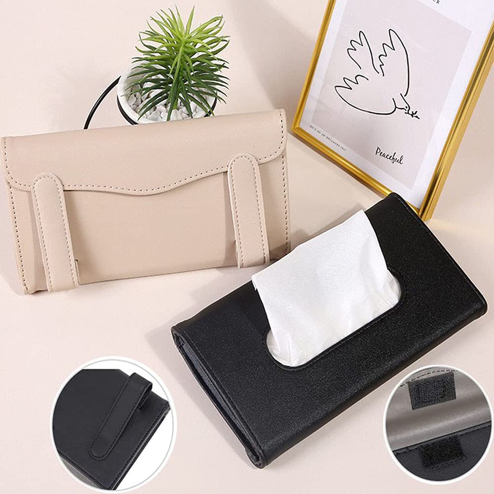 Lot de 2 boîtes à mouchoirs de voiture, porte-mouchoirs, support de papier de siège, boîte à mouchoirs de voiture, boîte à mouchoirs en cuir PU, organiseur de serviettes de siège arrière