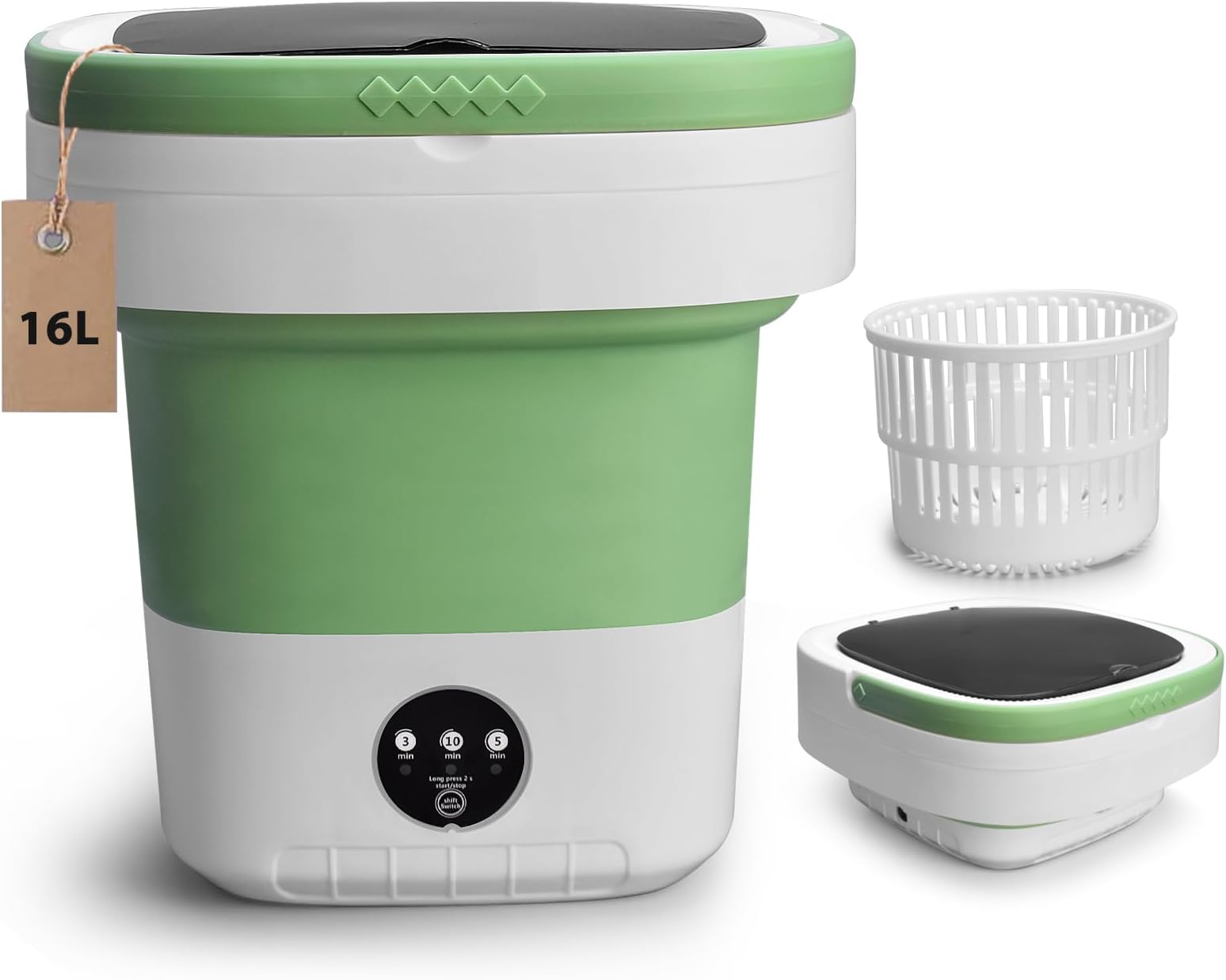 Portable Washing Machine, 15L Upgraded With Spin Basket, Foldable Mini Washer Cleaning for Underwear, Baby Clothes Socks and Small Items, Small Washer for Apartments, Dorm,RV, Travel, Hotel, Laundry
