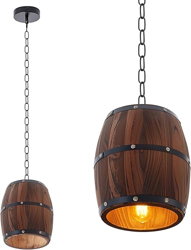 Lámpara colgante de barril de vino de madera antigua, decoración de barril de vino, lámpara colgante rústica de cocina, bar, lámparas de techo,