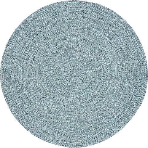 Image of Handwoven Natural Cotton Fibres 2x2 feet, Braided Reversible Jute and Cotton Round Rug /Carpet for Bedroom Living /Dining Room (Multi Green)