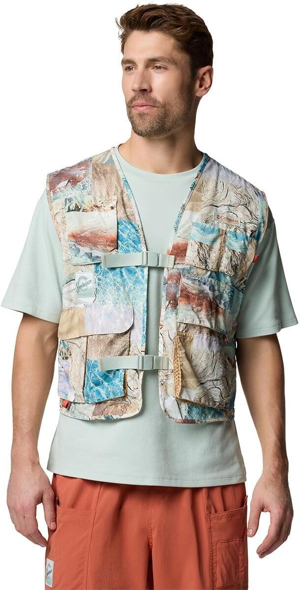 Columbia, Cove Beach Printed Vest - Men's, Cool Green Coastal, XL