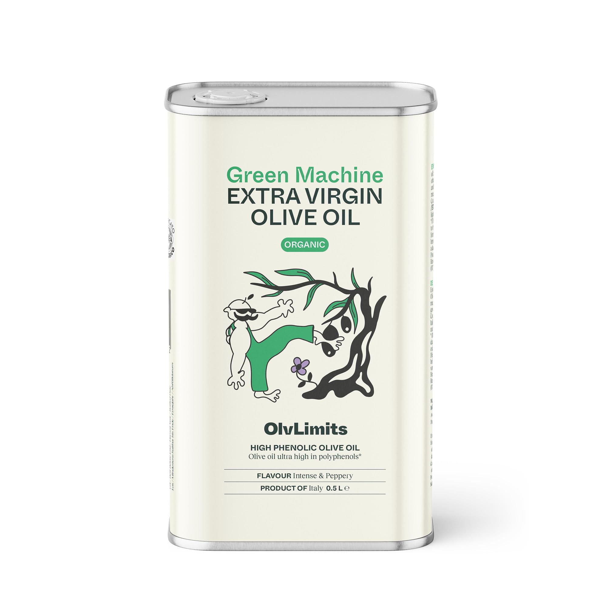 Olv Limits – Green Machine Hochphenolisches Olivenöl, 500 ml | Olivenöl für Gesundheit & Langlebigkeit–1160 mg/kg Polyphenole–Laborgeprüft&Verifiziert–Italienisches Natives Olivenöl Extra
