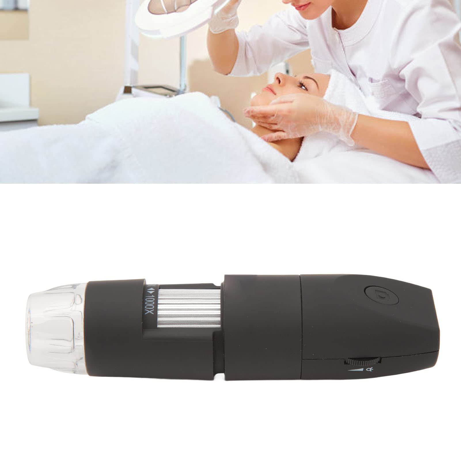 Cyrank Microscopio Digital USB, Microscopio Digital Electrónico De Mano Inalámbrico 50X-1000X 1920x1080P 8 Luces LED Microscopios De Bolsillo De Mano