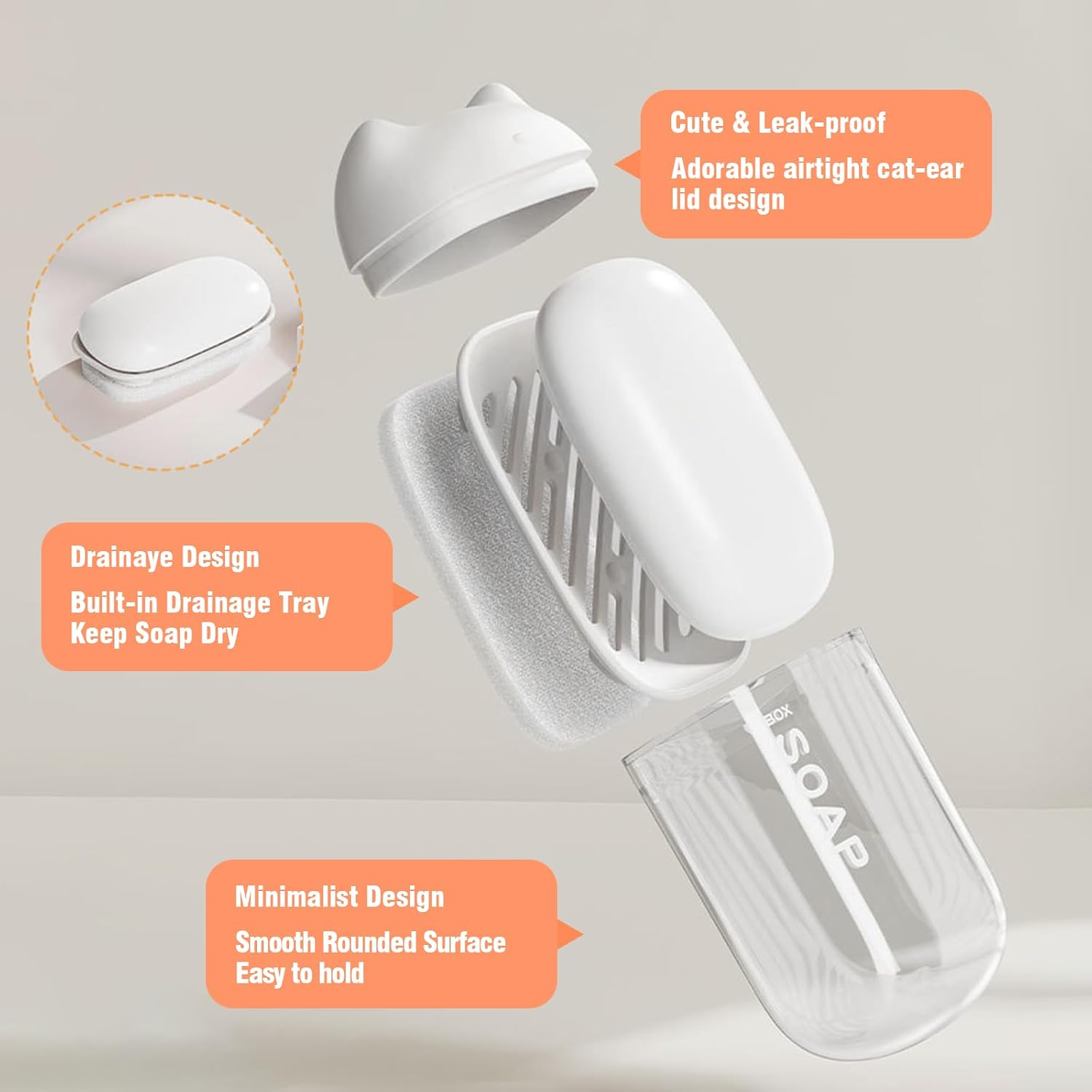 2 PCS Cute Travel Soap Case Transparent Leak-Proof Soap Container image 3
