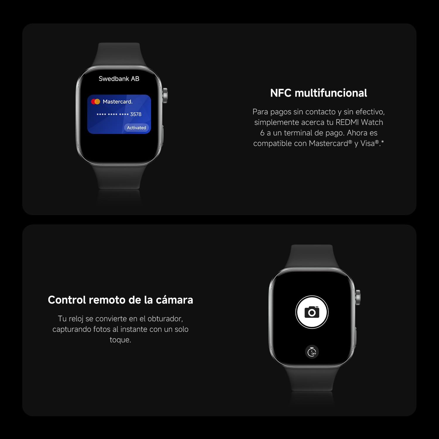 XIAOMI Redmi Watch 6 NFC, Reloj Inteligente Mujer y Hombre, Pantalla AMOLED 2.07'', Monitoreo cardíaco,sueño y estrés, 150+ Modos Deportivos, 24 Días de Batería, 5ATM, GPS, iOS & Android,Gris