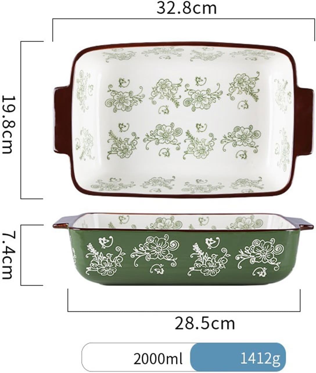 Lasagna Pans European Style Double Ear Ceramic Plate Tableware Household Tray Baking Baking Tray Bowl Home Large Soup Plate Lasagne Dish,