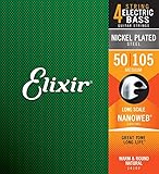 Elixir® Saiten Nickel-Wound 4-str. E-Basssaiten mit NANOWEB® Beschichtung, Long Scale, Medium (.050-.105)
