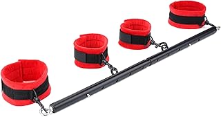 Heavy Duty Stainless Steel Expandable Black Spreader Bar Home Gym with 4pcs Furry Rd Adjustable Strap,Sports Aid Training Fitness Gear Pilates Aid Kit,Indoor Yoga Set