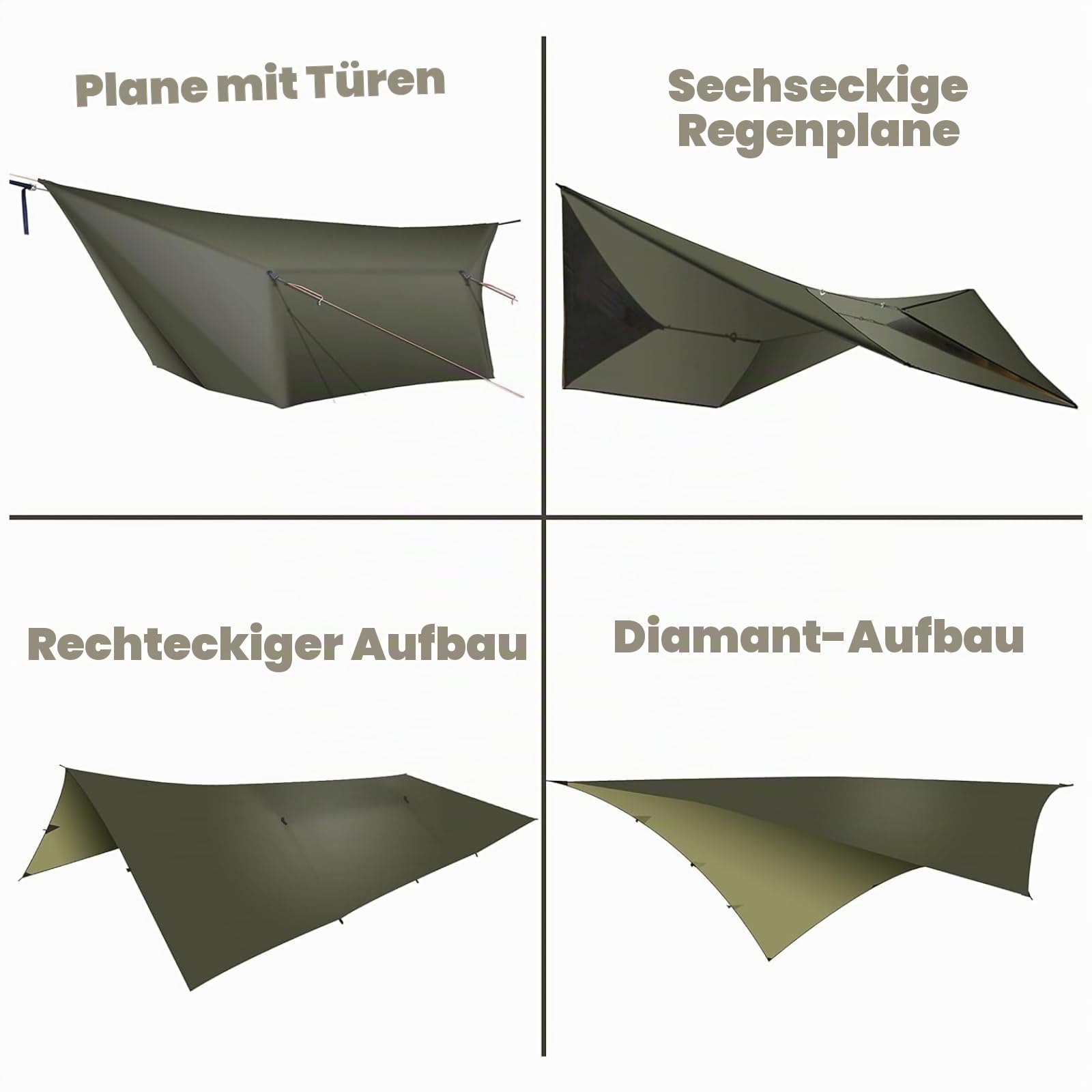 onewind Hängemattenplane Camping Regenfliege Ultraleicht große Abdeckung Unterstand mit Türen tragbar Winter-Bushcraft Zelt