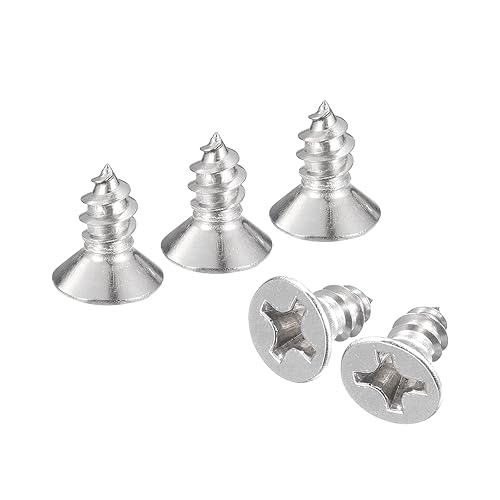 Miniatura 6 de uxcell Tornillos de chapa de cabeza plana #4x38", 200 tornillos de madera Phillips Drive Tornillos de acero inoxidable 304 Autoperforantes