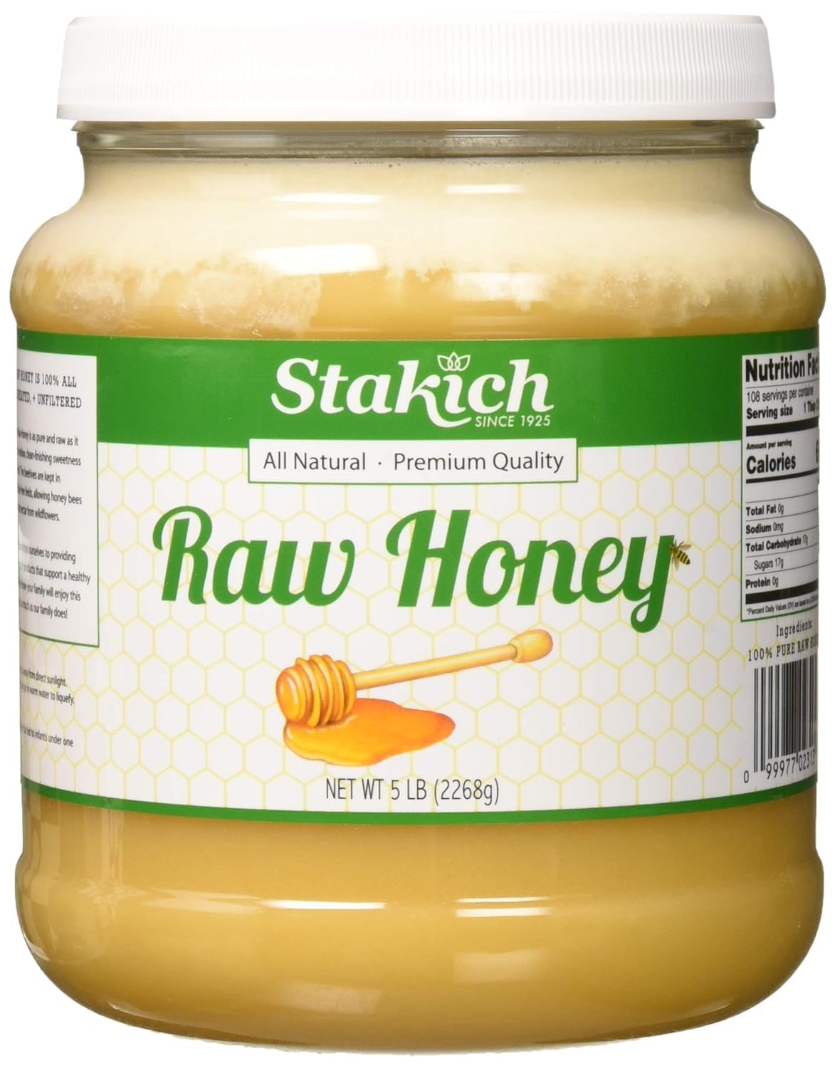 Stakich Raw Honey - 5 lb Pure Unfiltered Kosher