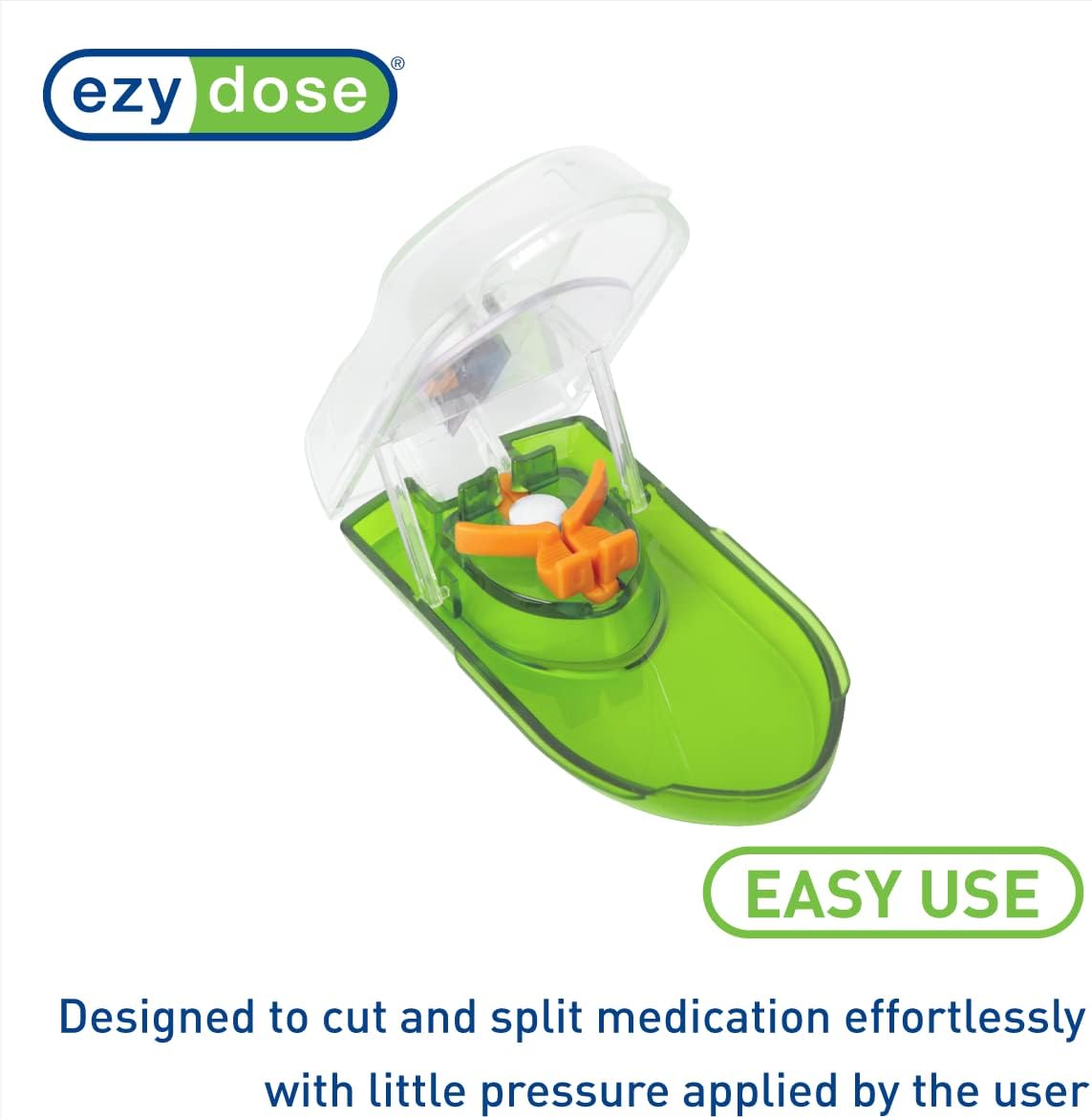 Ezy Dose Pill Cutter with Safety Shield, Safely Cut Pills and Vitamins, Pill Splitter, Retractable Blade Guard, Green (Pack of 2) image 3