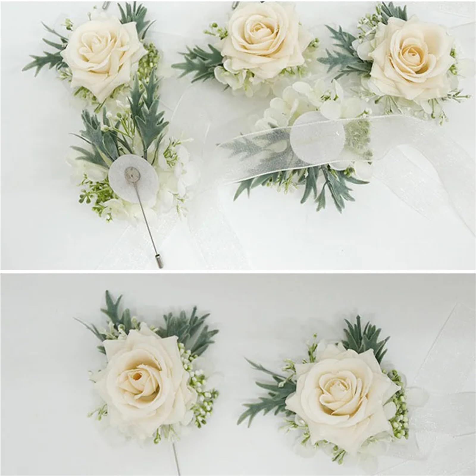Ansteckblume Corsage und Boutonniere-Set, Rose, Hochzeit for Freund, Blume for Herrenanzug, Accessoires, Mann(1-6PCS Set)