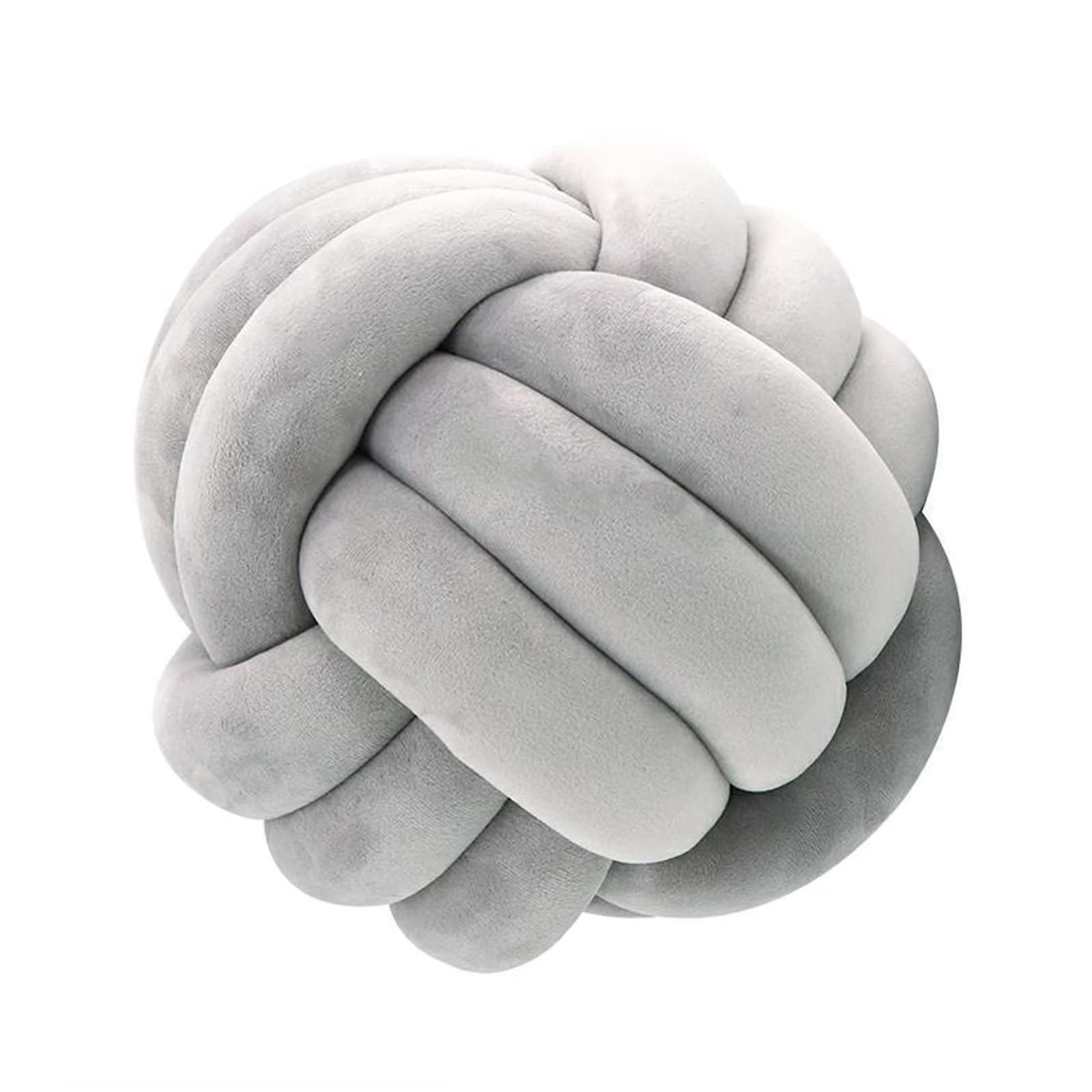 Hand-woven Velvet Soft Knot Ball Pillow - Round Throw Pillows for Bed Sofa, Cuddle Cushion, Plush Pillow, Cushions - Knot Cushion Décor,Grey,35cm