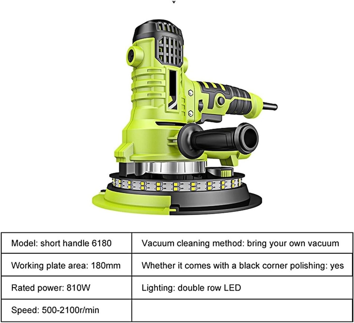 Wall Sander, 810W Wall Grinding Machine 500-2100R/Min Disc Sander Electric LED Light Vacuum Wall Putty Sandpaper Polisher