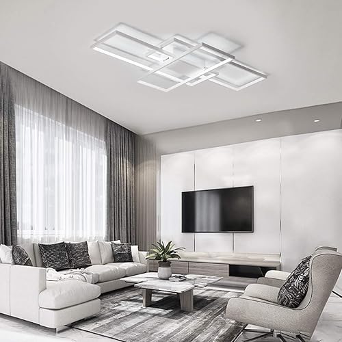 Miniatura 8 de Jaycomey - Lámpara de techo montada al ras, modernas lámparas LED de techo con 3 cuadrados. Luces de techo de acrílico para cocina, comedor o sala