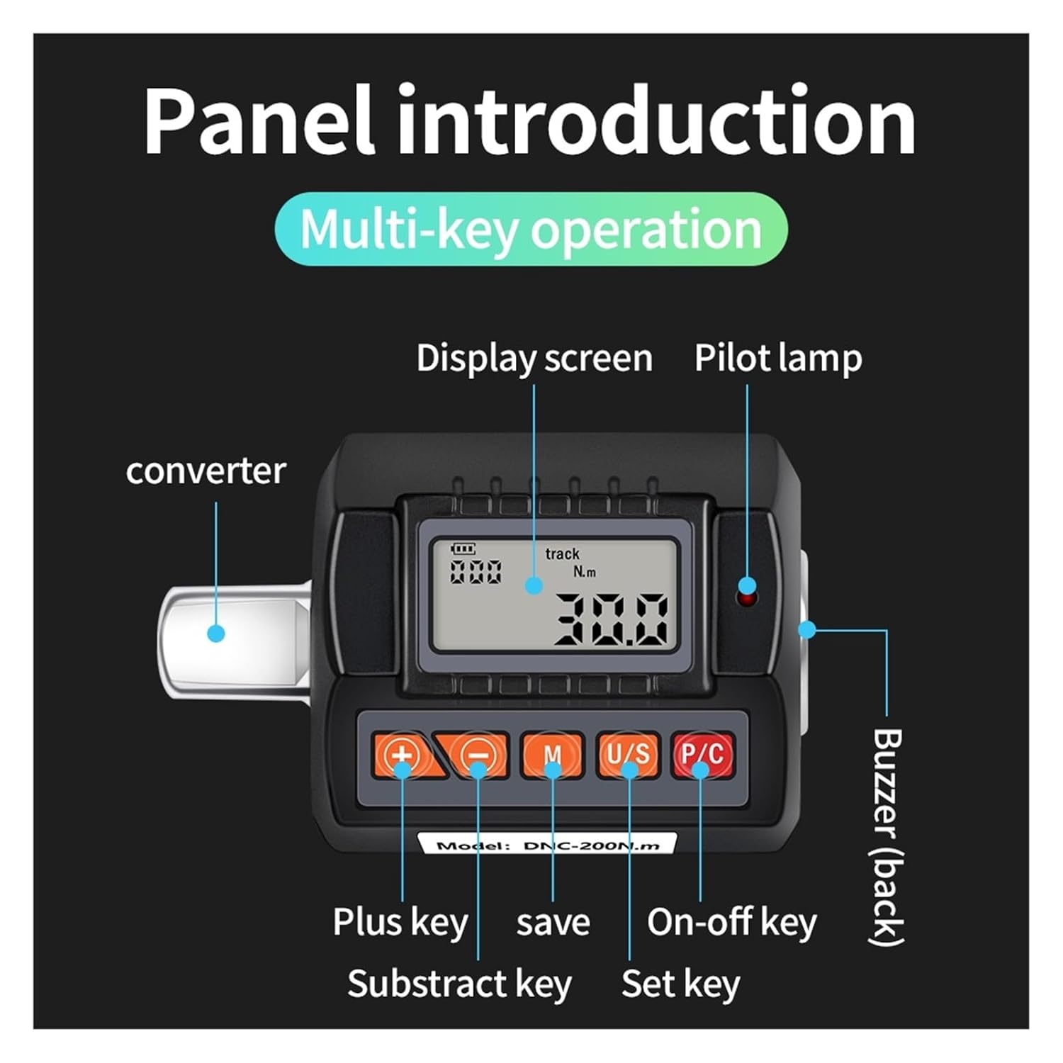 Torque Tester, 1/2" Digital Torque Meter High Accuracy 200 N.m Adjustable Electronic Torque Test Gauge Professional Torque Wrench Repair Tools(200N.m)