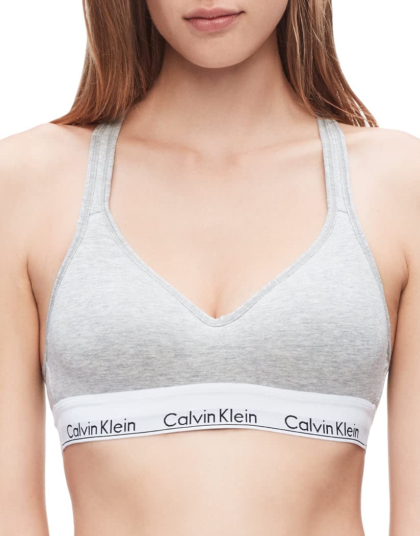 Calvin Klein Modern Cotton Lightly Lined Wireless Bralette, Grey Heather, X-Large