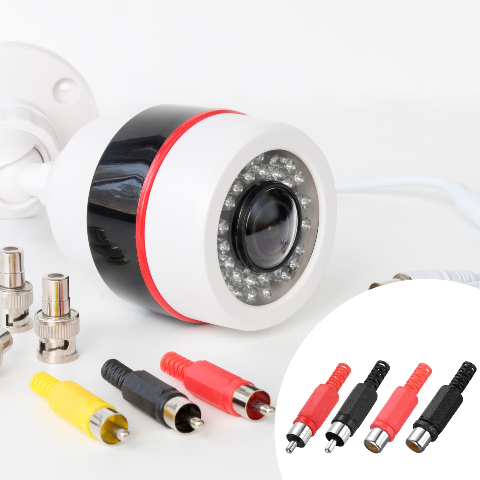 MECCANIXITY Lot de 20 adaptateurs de prise RCA mâle et femelle à tête rouge et noire 5,1 mm connecteur audio et vidéo (10 mâles et 10 femelles)