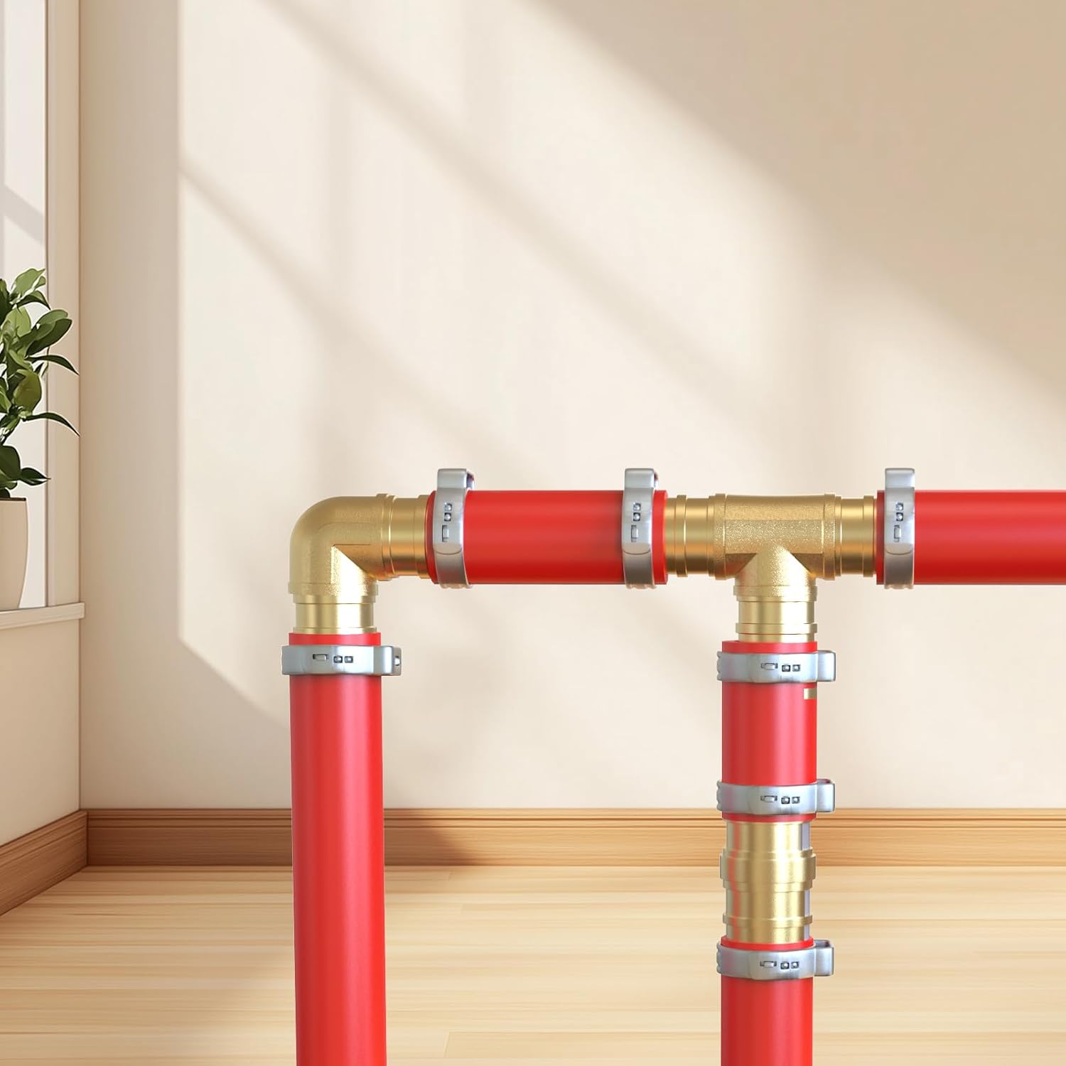 1/2 Inch Pex Fittings with PEX Cinch Clamps Set For Pex Pipe (Fittings x 36Pcs+Clamps x 84PCS)