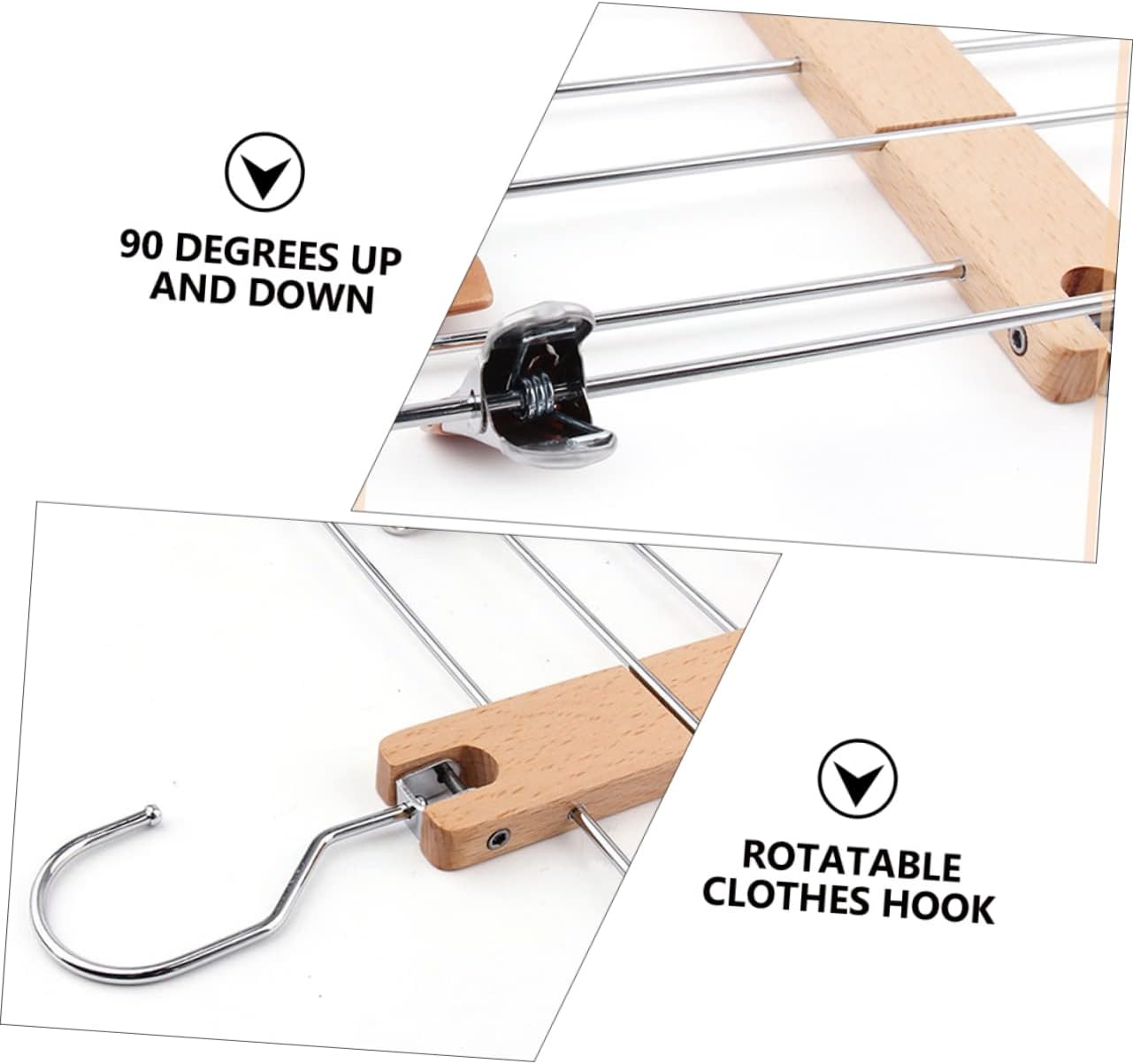 5 in 1 Extendable Folding Wood Skirt Pants Hanger with Clips
