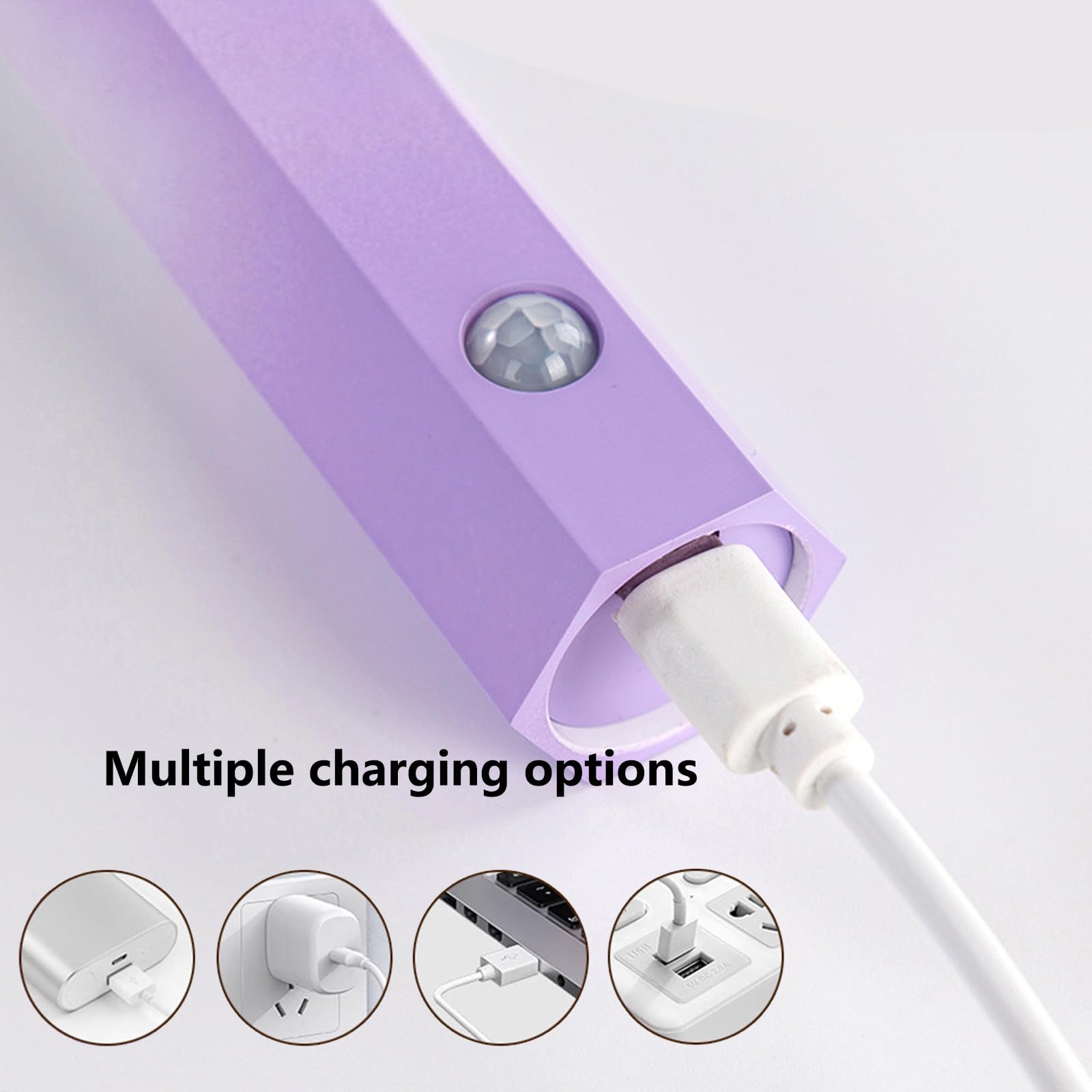 LED Applique da Parete Interno Wireless Ricaricabile USB Lampada da Parete con Sensore di Movimento Lampada a Muro Magnetica per Cameretta Scale Corridoio (Viola,2 Pezzi)