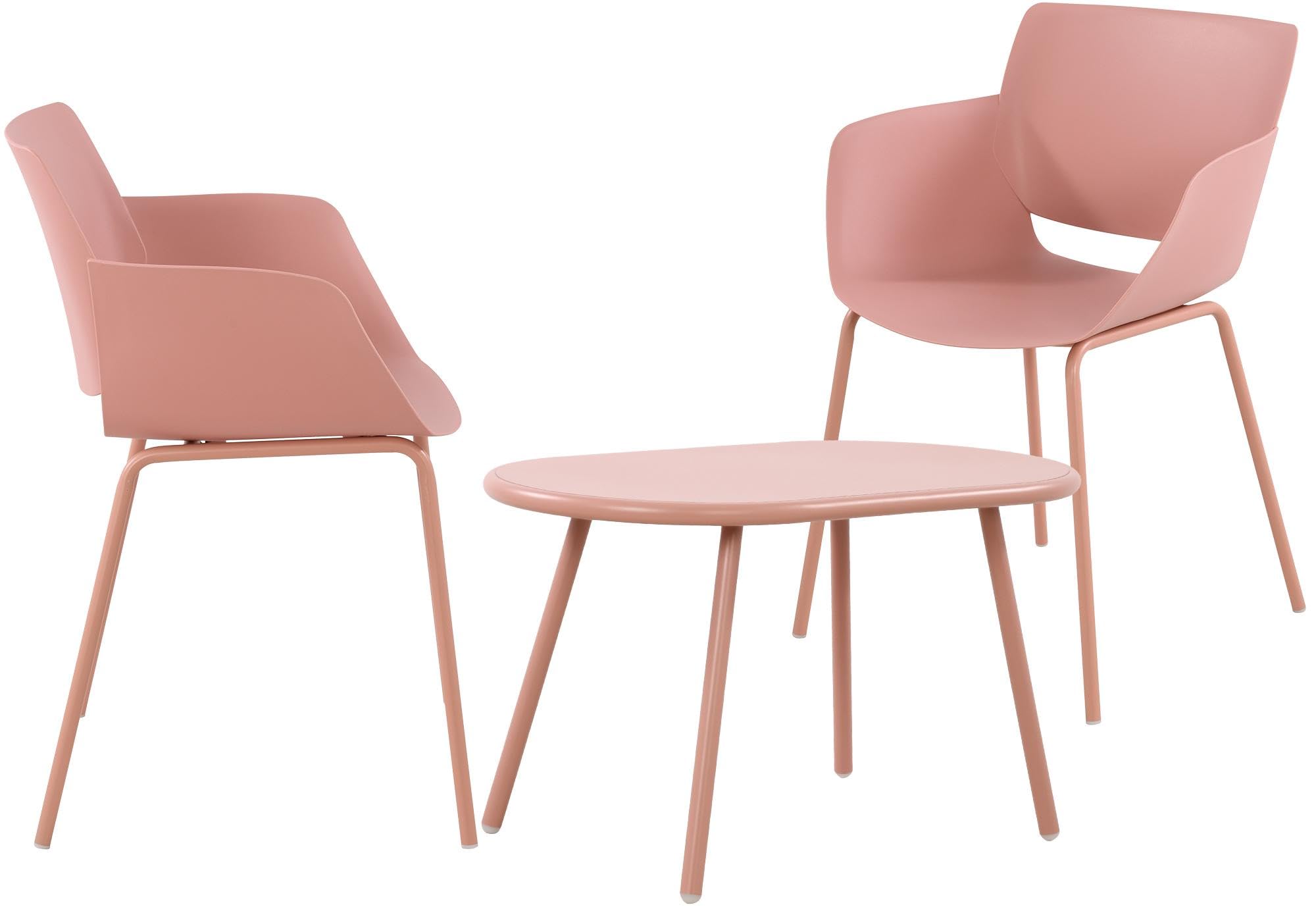 CLP Gruppo di sedute Velvena per il giardino I Set composto da tavolo Velva e sedie Alpena I Mobili da giardino | Colore rosa Contenuto del set 2 sedie