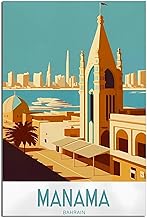 Manama Bahrain Vintage Travel Posters Landscape 08x12inch(20x30cm) Canvas Art Poster And Canvas Wall Art Living Room Poster, Wall Art Modern Home Bedroom Decor Poster