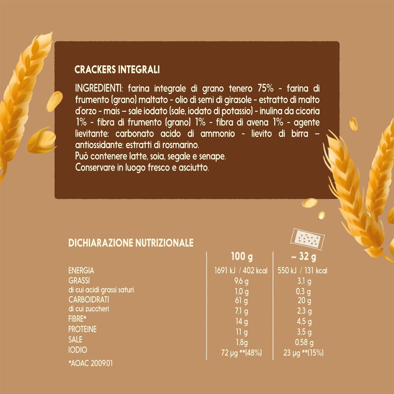 Crackers Integrali 400g Ricchi di Fibre 100% Farina Integrale Snack Salato Colazione Variazioni 4/8/12 Confezioni (12 PEZZI)