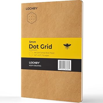 LOCHBY A5 Notebook 5.8" 8.3" | 68gsm Tomoe River Paper, Fountain Pen Friendly | Kraft Cover | Refill for Field Journal | For Travel, Work, School & Journaling