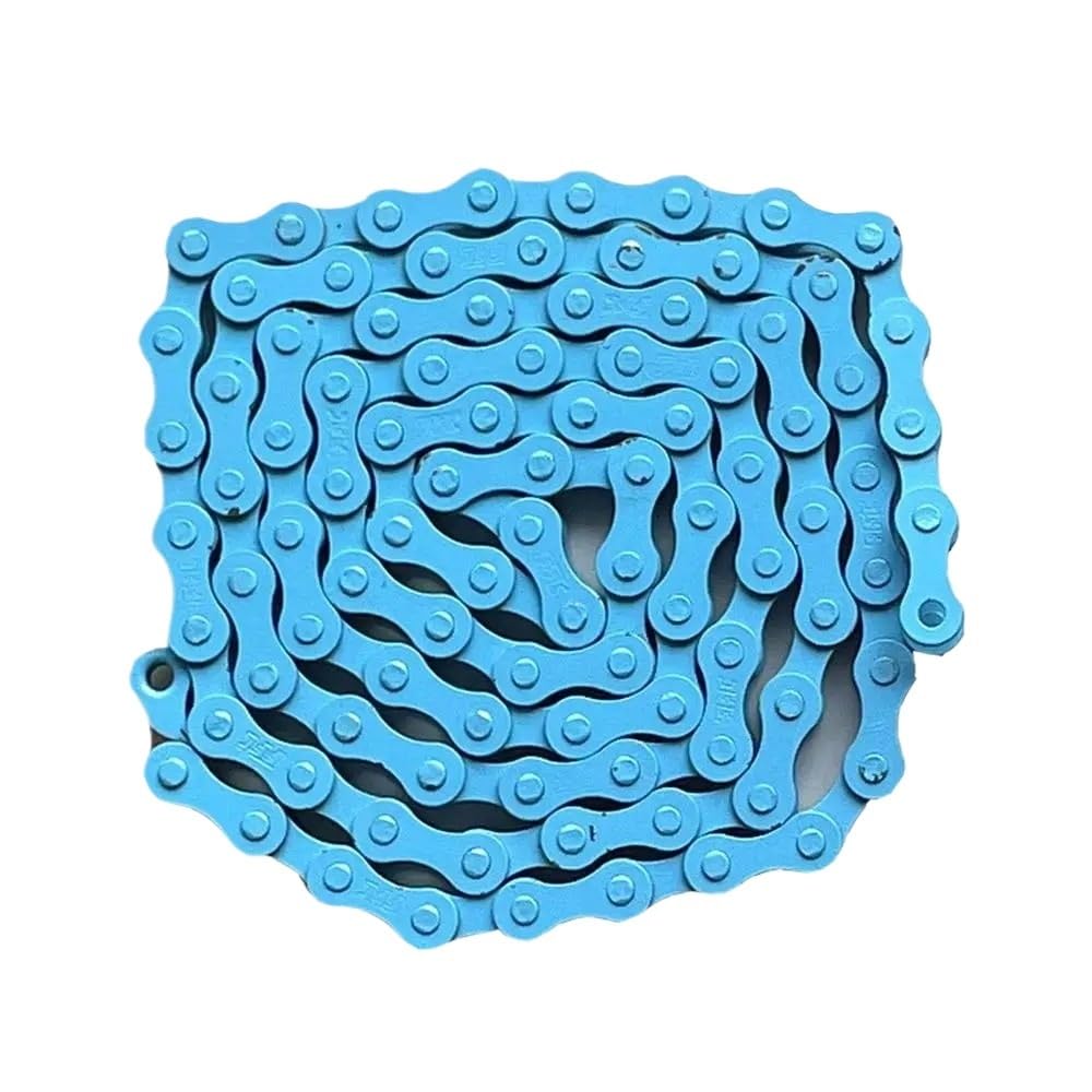 Cadena de Bicicleta, Cadenas de Bicicleta Ligeras y Coloridas de Acero al Carbono de una Sola Velocidad de 94 Secciones(BLU)