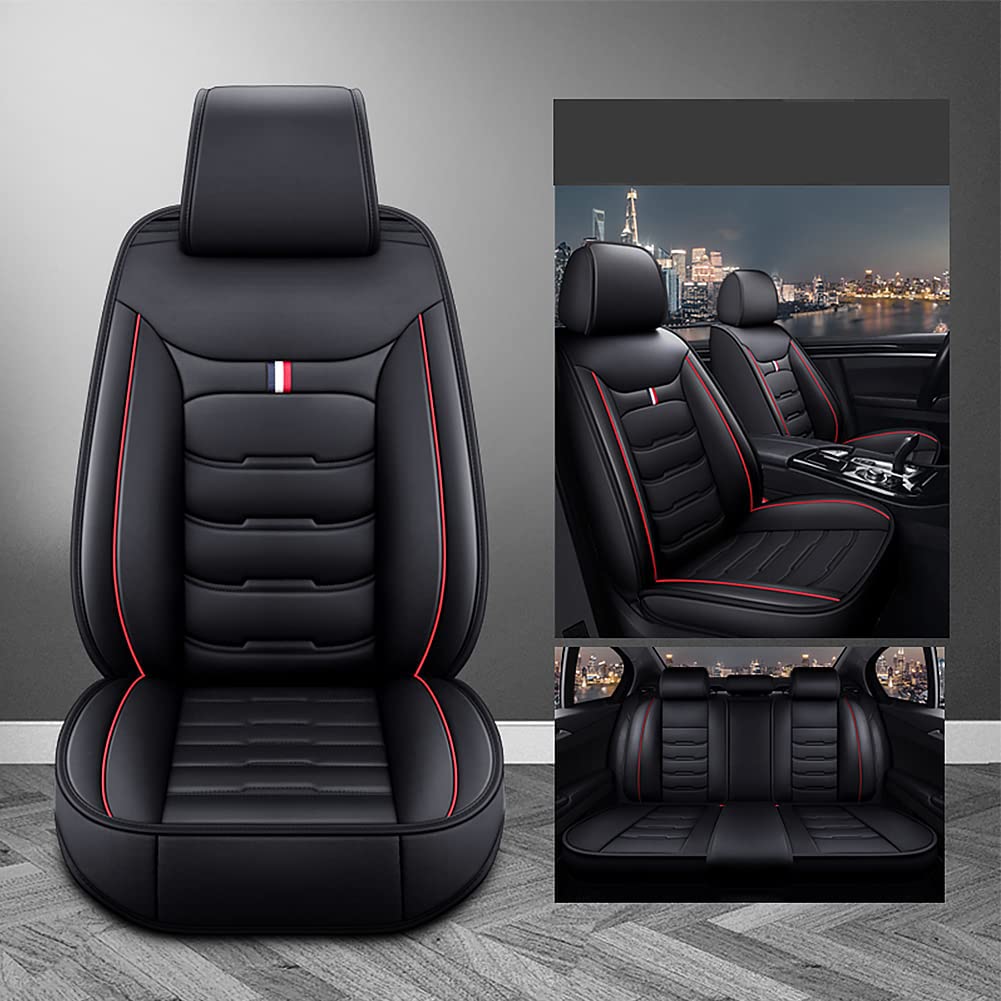 Lederen Autostoelhoezen, Voor Dodge RAM 1500 2000 2018 2019 2020 2021 2022 2023 2024 Ademend Waterdicht Antislip Volledige Set Stoelhoezen Interieuraccessoires Black White 1492221995