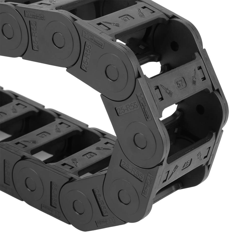 Chaîne porte Câbles 100cm 25 x 57mm Câble Chaîne de Traînage Longue Nylon Noir Ouvrir Chaine de Transmission pour Imprimante 3 Dimensions Machines-outils CNC