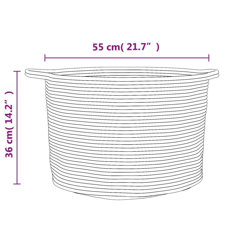 Wäschekorb Beige und Weiß Ø55x36 cm aus Baumwolle mit Faltdesign und Griffen – Atmungsaktiver Aufbewahrungskorb für Wäsche, Spielzeug und Haushalt – Langlebiges