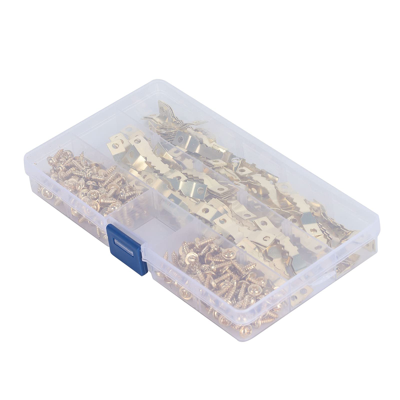 100pcs Sawtooth Hangers Hanging Hooks with 200pcs Screws for Paintings Picture Frame Home Decor