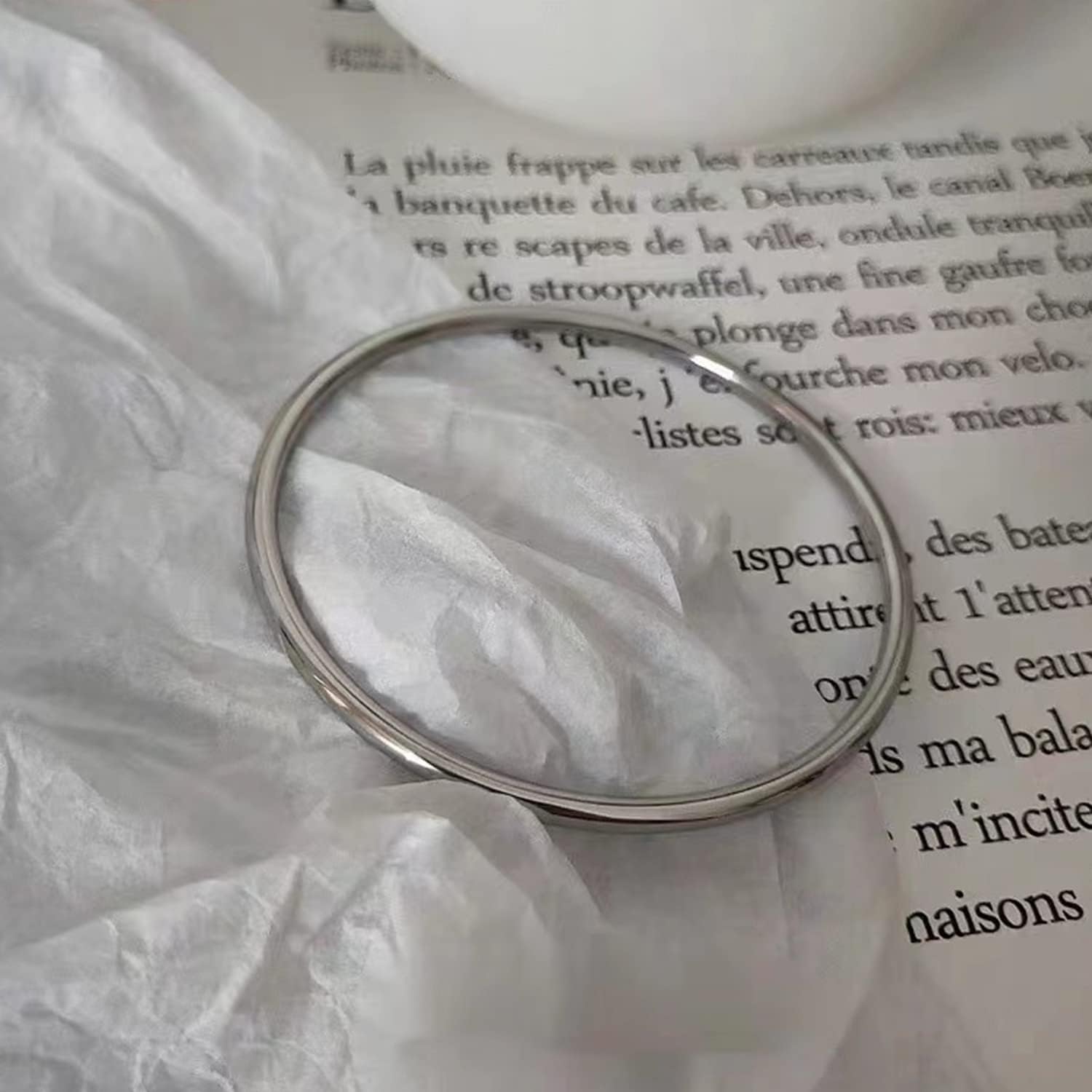 Kainier 3mm 14K Gold Plated Bracelet Stainless Steel Glossy Stackable Thin Round Bangle Bracelet for Women Solid Plain Polished Bracelet Best Gifts for Love - Image 6